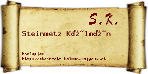 Steinmetz Kálmán névjegykártya